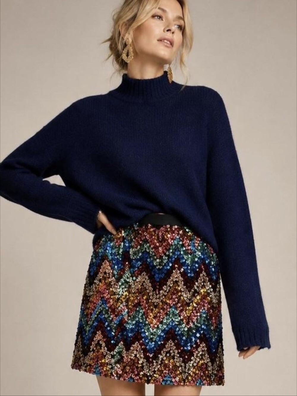Anthropologie Maeve Sequin Zig Zag Mini Skirt Size 2 NEW NWT